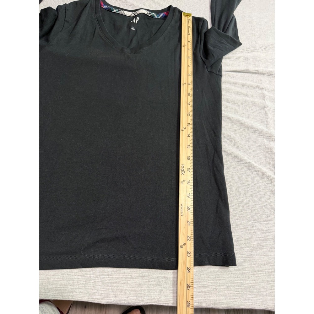 Gap Women's V-Neck Long Sleeve Top Black Cotton Modal Blend Size L GP006391 - Picture 7 of 11